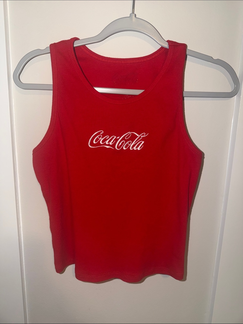 Coca Cola Red Sleeveless Ribbed Tank with White Logo